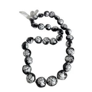 Silver Hibiscus Flower Lei Necklace Hawaiian Wedding Luau 30" Party Flowers